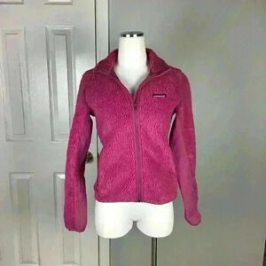 Patagonia Retro X Fleece Jacket Women's Small Magenta Full Zip Pockets Deep Pile